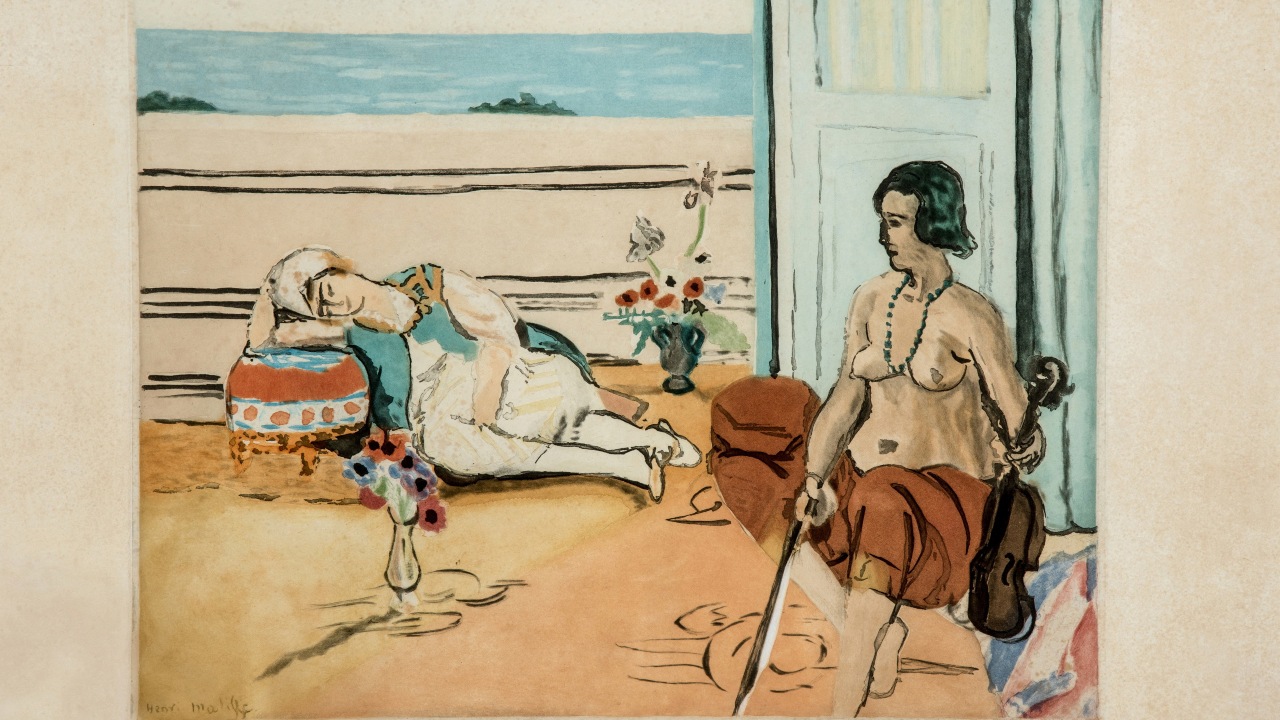 Fotografía de la pintura “Odalisca en la terraza” de Henri Matisse, una de las tres obras de arte robadas de la Fundación Magnani Rocca la noche del 22 al 23 de marzo en Parma, Italia.