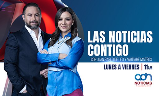 Imagen del programa: Las noticias contigo con Juan Pablo de Leo y Vaitiare Mateos.
